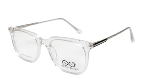 Image of Soft Square Optical Eyeglass Frame for Men & Women, Front with Metal Temples, Clear Demo Lenses, Lightweight Mixed Material Frame, Ribbed Temple Design for Prescription Lens Replacement