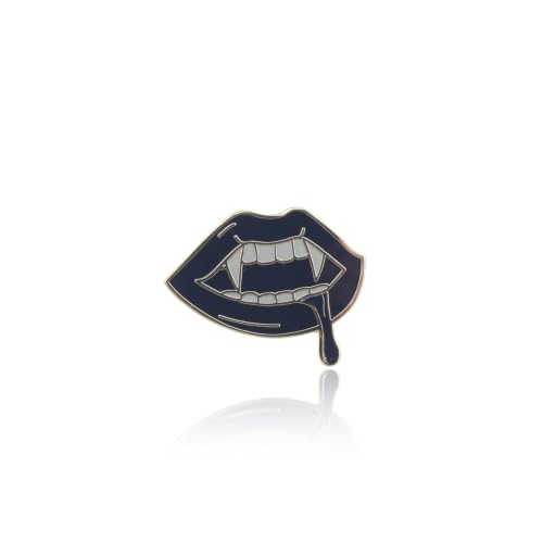 Broche en forme de lèvres noires PLITI pour amateurs de livres de vampire