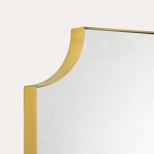 Image of TEHOME Gold Bathroom Mirrors, Brushed Brass Rectangle Scalloped Vanity Mirror for Bathroom,24x40''