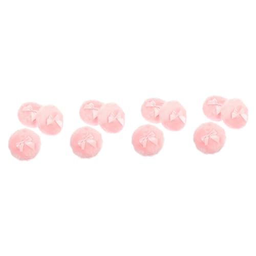 Lot de 12 houppettes en peluche rose avec nœud pour le soin de la peau sensible des tout-petits