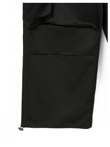 GORGLITTER Men's Baggy Cargo Pants Wide Leg Casual Drawstring Waist Track Pants with Pockets3