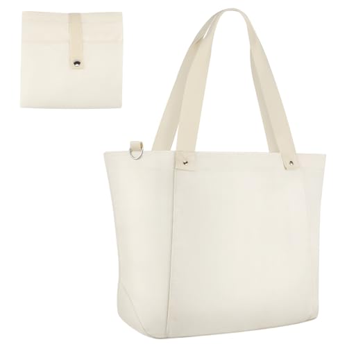 Vinabilia Bolsa Tote para Mujer, Bolsa Tote Plegable Ligera Con Cremallera Bolso Bandolera Grande Asa Superior para Viaje, Trabajo, Gimnasio, Beige Vinabilia Bolsa Tote para Mujer, Bolsa Tote Plegable Ligera Con Cremallera Bolso Bandolera Grande Asa Superior para Viaje, Trabajo, Gimnasio, Beige