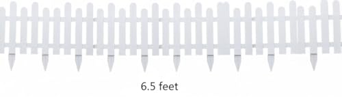 Image of Wonderland 1.3 Feet Tall (Pack of 4) with Spikes for Soil Insert Decorative White Plastic Garden Fence | 6.5 Feet Running Feet Fence Coverage | Boundary for Lawns, Pathway, Flower Beds, Home Garden