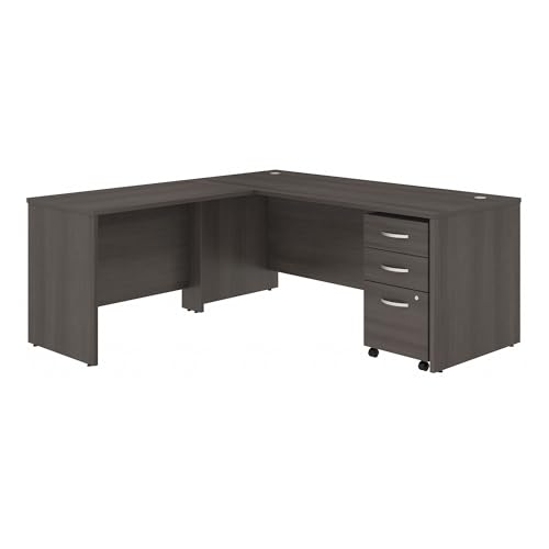 Bush Business Furniture Studio C 72W x 30D L Shaped Desk with Mobile File Cabinet and 42W Return in Storm Gray