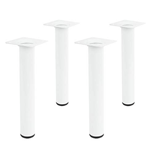 Amig Lot de 4 Pieds de Meubles - Blanc - Rond - Diamètre : 30 mm - Hauteur : 100 mm - Pieds de canapé en métal