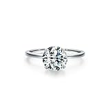 Moissanite Anillos de boda con moissanite redondo de 2 quilates Au375 9 K, oro blanco y plata, talla 50 (15,9)