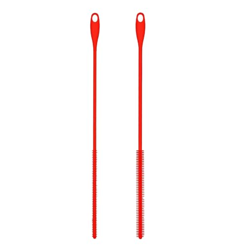 Thewasc Herramienta de limpieza de pajitas, 2 unidades, de silicona, cepillo de limpieza para hendiduras, cepillo limpiador de pajitas flexible, grado alimenticio