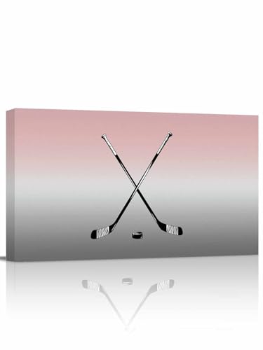 Ice Hockey Modern Canvas Wall Art 12x24 inch, Winter Sports