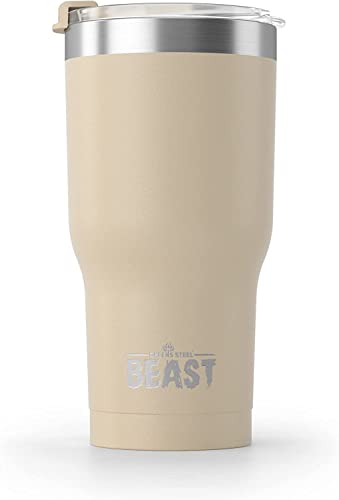 Beast 20 Oz Tumbler Stainless Steel Vacuum Insulated Coffee Ice Cup Double Wall Travel Flask (Sand) #TOP1