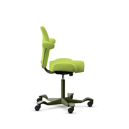 Image of HAG Capisco Sit to Stand Chair-Moss Green Frame-Upholstered Bright Green