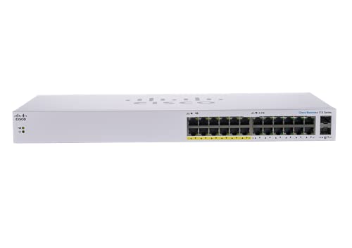 Cisco Business CBS110-24PP-D Unmanaged Switch | 24﻿ GE-Ports | Partial PoE | 2 x 1G-SFP Shared | Begrenzter Lebenszeitschutz (CBS110-24PP-D)