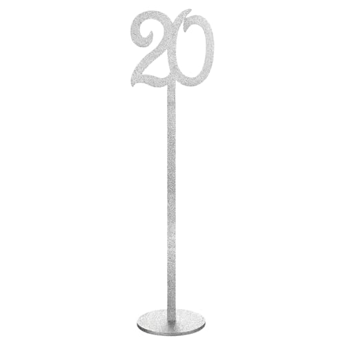 Números de mesa para boda del 1 al 20 plateados de 35 cm con base de soporte