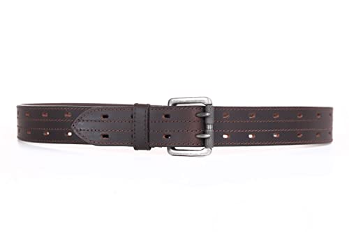 KERTZ Men's Leather Belt Double Prong Buckle Belt 38 mm Width Casual Leather Belt for wok and Jeans belt4