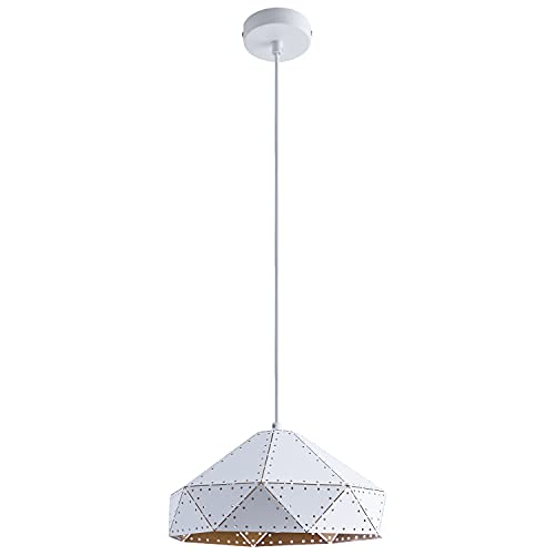 Paco Home Luminaria Suspensión Colgante Industrial Steampunk Lámpara 1,5m Cable Textil Recortable Puntos Luminosos Efecto E27, Bombilla: Sin bombillas, Color: Oro Blanco