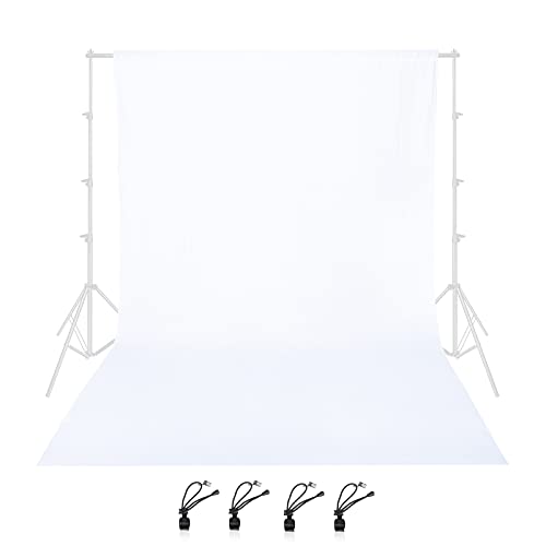 EMART 8.5 x 9.5ft White Backdrop for Photography, Collapsible Large White Screen Photo Booth Background, Polyester Fabric High Density Curtain with 4 Clips for Video Studio Photoshoot Party Portrait