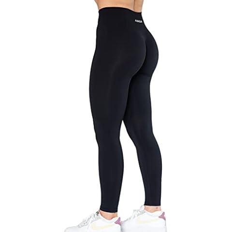 AUROLA Dream Collection Workout Leggings for Women High Waist Seamless Scrunch Athletic Running Gym Fitness Active Pants Dark Black M Cover