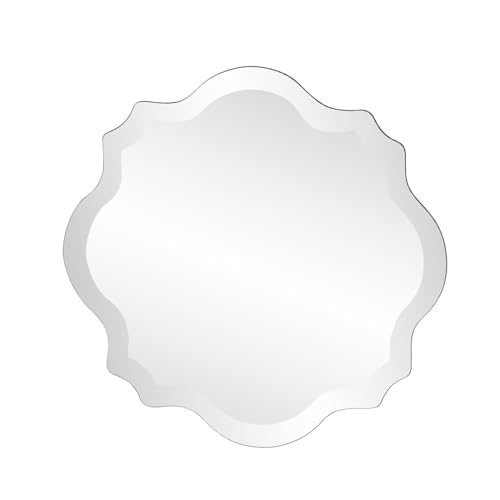 Howard Elliott Frameless Silver Square Wall Hanging Mirror, Elega...