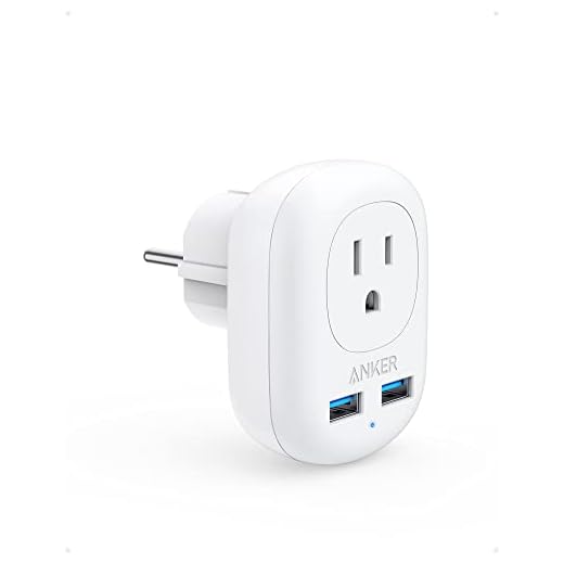 Anker European Travel, PowerExtend USB Plug International Power Adapter with 2 USB Ports and 1 Outlet, US to Most of Europe EU Spain Iceland Italy France Germany, Compact for Travel, Office