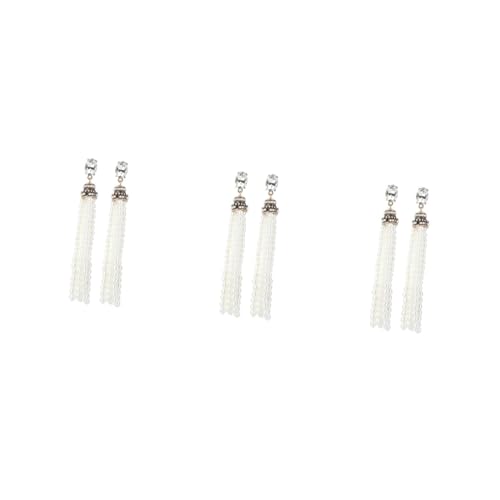 Boucles oreilles longues à perles beige, bijoux de mode élégants femmes toutes occasions