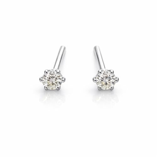 レディース Pt900 プラチナ 天然 ダイアモンド 計 0.1ct スタッド プチ 一粒 ピアス - KAZURI - 商品画像