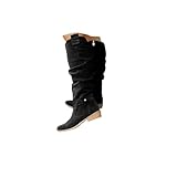 SQTGYRJU Sued Flat Boot With Side Zipper Slouchy Round...