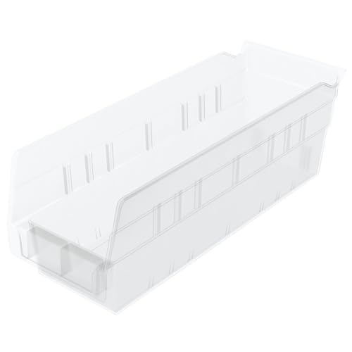 Image of Akro-Mils 30120 Plastic Shelf Bins, Heavy Duty Storage Bins for Garage, Closet, and Drawer Organization, 12 inch x 4 inch x 4 inch, Clear, 24-Pack