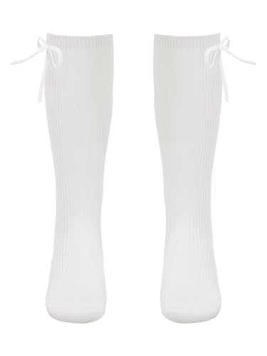 Jelory Baby Girls Knee High Socks with Bowknot Long Stockings Infants Toddlers Cotton Cable Knit Tube Socks