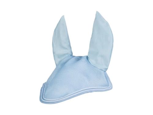 Bonnet anti mouches cheval HKM Airy Mesh bleu clair respirant