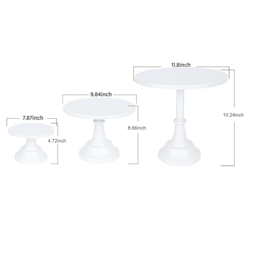 CBBZJY 3pcs Metal Cake Stand Set 8\'\'10\'\'12\'\' Dessert Table Display Perfect for Baby Shower Wedding Birthday (white)