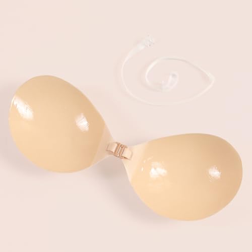 Image of Invisible Adhesive Push-Up Bra Sticky Strapless Bra with Clear Halter Strap