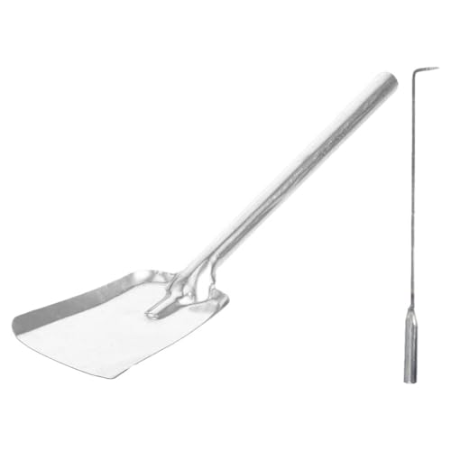 Toyvian Atizador y Pala Pequeña para Chimenea de Hierro Fundido, 2 Piezas, Herramienta para Fuego y Cenizas, Uso Doméstico en Hogar, Resistente a Altas Temperaturas, Color Plateado