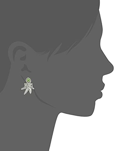 Rhodium Plated Wild Rays Stud Earring with Peridot Crystals