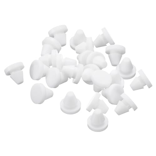 Image of uxcell 36 Pcs Silicone Plugs, Rubber Round Snap in Locking Hole Plugs for 6-7mm Hole, Hole Stoppers Waterproof Hole Plug for Metal Tube, Furniture End Caps Inserts, White