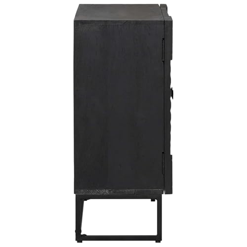 Comoda de madera maciza de mango y armario auxiliar moderno negro de 55 cm 7