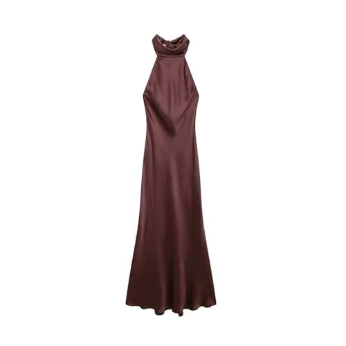 Design: questo abito di seta midi, caratterizzato da un collo halter e schiena aperta croce design cinturina spaghetti, gonna fluida, che emana eleganza e sexiness. Guadagna i tuoi punti di stile con il maxi abito senza schienale