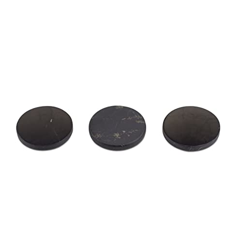 Heka Naturals Plaque de Shungite Autocollant pour Téléphone Portable Set de 3 (Cercle) | Cristaux Téléphone - Spirituelle Cristaux de Guérison en Pierre Naturelle