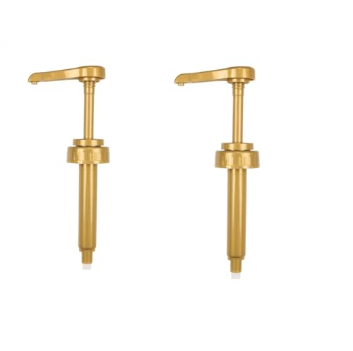 Sauce Pump Fit 64 Ounce Bottles Syrup Pump Dispenser for Chocolate Caramel Sauces (2 Packs Gold Color)