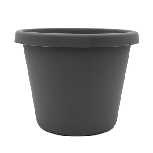 The HC Companies Prima Round Plastic Plant Pot w/Rolled Rim - Lightweight & UV Resistant Flower Pot for Herbs & More - Outdoor & Indoor Plant Pots w/Drainage (20 inch, Warm Gray, Pack of 1)