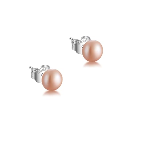 Boucles d'oreilles minimalistes perle champagne JaruJaru au dos plat confort