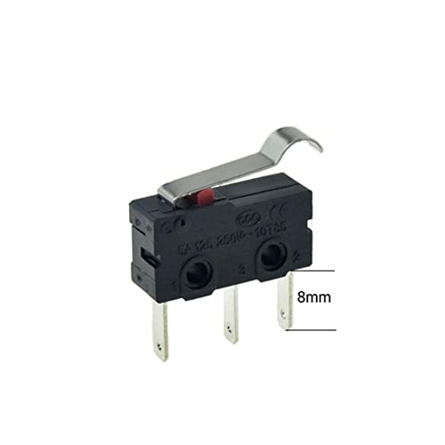 Interruptores industriales 5 piezas Mini Micro Finecorsa NO NC SPDT 3 pines 8 mm Terminales más largos 5 A 125 V 250 V 29 mm Roller Arc Palanca Acción Push Microinterruptores (Arc Lever 8 mm Pin)