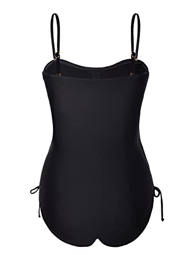 Firpearl Black Bandeau One Piece Swimsuit Ruched Slimming Tube Top Swimwear Strapless Bathing Suits Us12 #TOP5