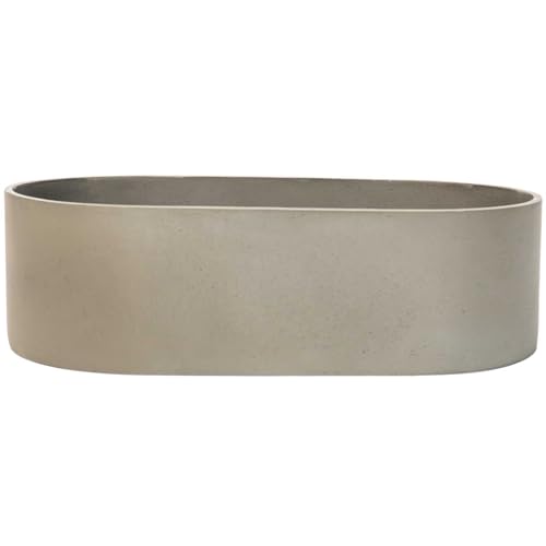 VIVANNO Pflanzschale Dekoschale Fiberglas Beton-Design Grau SOLENA 35x20x10 cm