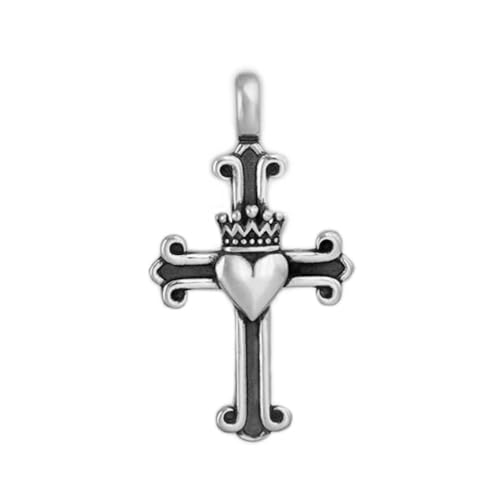 SUGARKITTEN LONDON Sterling Silver Oxidized Fleury Claddagh Cross Pendant with