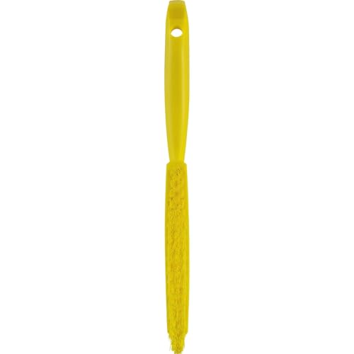 Vikan 41956 Slim, Stiff Bristles, Washing / Sweeping, Hand Brush, Fabric, Upholstery, Carpet, 300mm (Yellow)