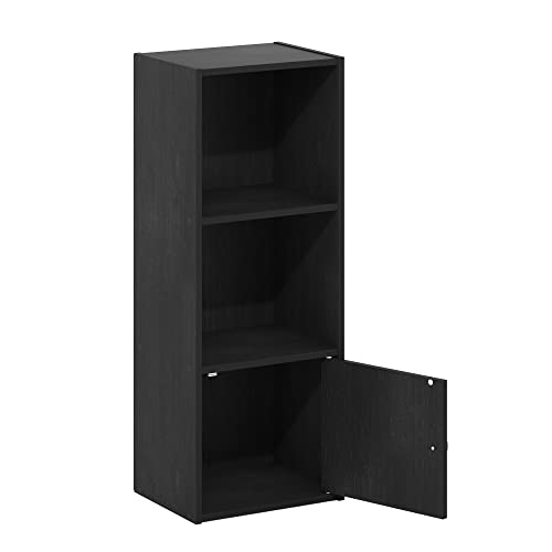Furinno LUDER Book Shelf, 3-Tier Modern Bookshelf, Bookcase with 1 Door Storage Cabinet, 9.3 x 12 x 31.5, for Organization and Storage, for Living Room, Bedroom, Home Office, Blackwood by Furinno - Image 7