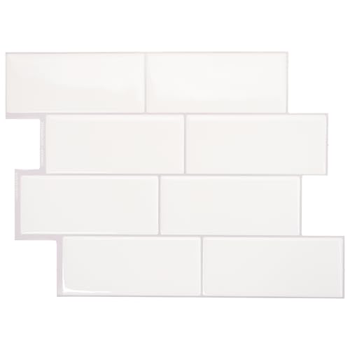 SMART TILES Peel and Stick Backsplash - 5 Sheets of 11.56' x 8.38' - 3D Adhesive Peel and Stick Tile Backsplash for Kitchen, Bathroom, Wall Tile