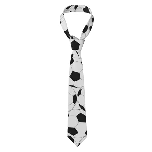 JIUTY - JIUTY Cravate noire et blanche à motif ballon de football pour homme - Cravate classique formelle polyvalente pour les environnements professionnels