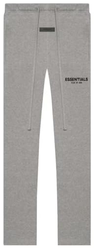 Essentials Sweatpants Adult Elastic Waist Oversized Relaxed/Uncuffed/Straight-Leg/Open-Hem (US Alpha Small Regular Regular Dark Oatmeal Uncuffed/Relaxed)