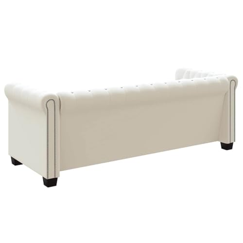 Sofá clásico Chesterfield de piel sintética con acabado capitoné de alta gama y remaches duraderos 7