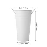 MIVIDE 6 Pack White Flower Buckets, 9.8 Inch Galvanized Metal Vases for Flowers, Flower Bucket with Handles, Farmhouse Vases for Wedding, Balcony Garden, Home Decor - Image 2